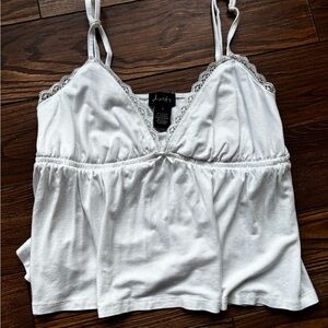 White lace trim babydoll tank